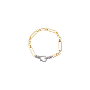 Silver Pave Carabine Clasp Paperclip Link Bracelet - Adina Eden's Jewels