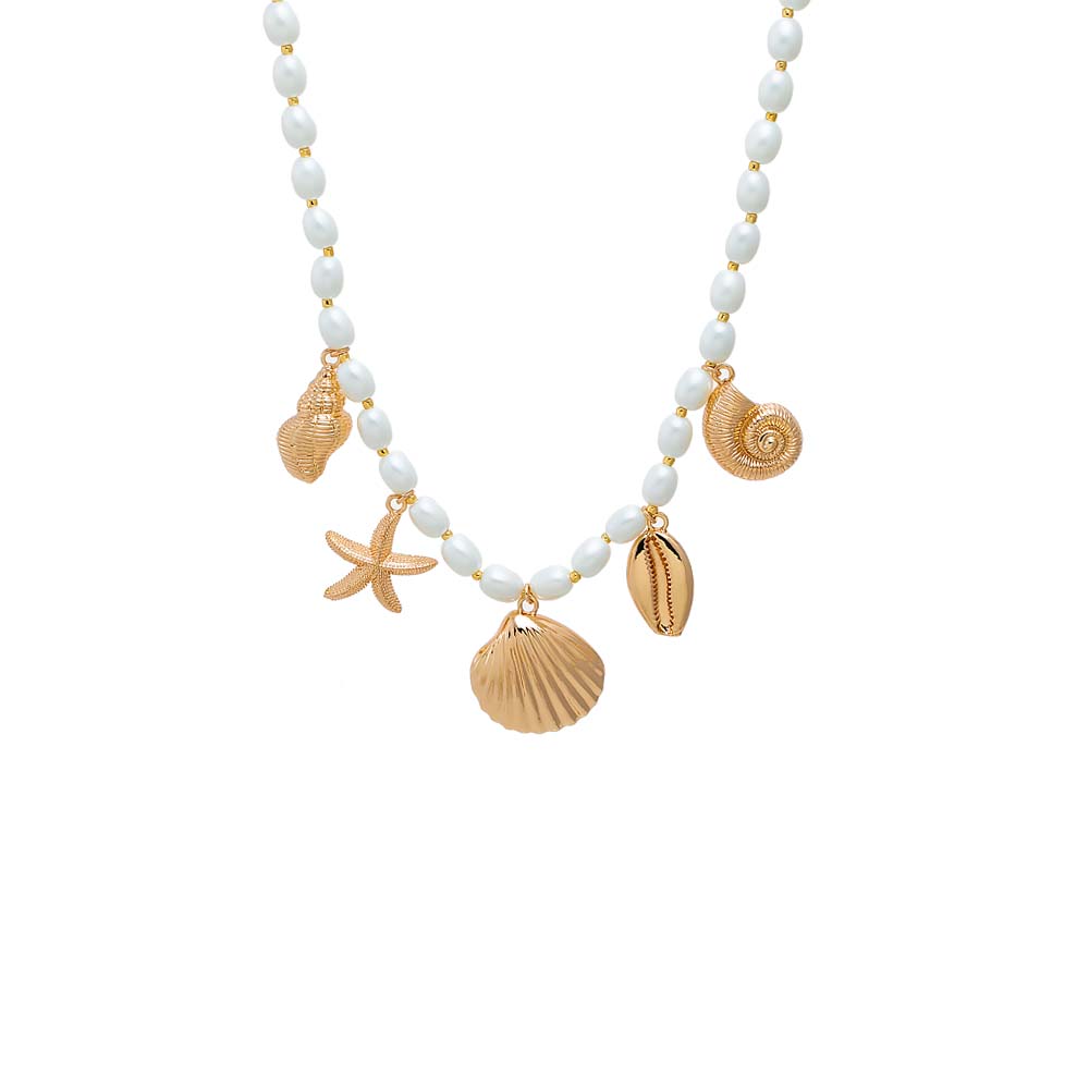 Pearl White Pearl Ocean Charm Necklace - Adina Eden's Jewels