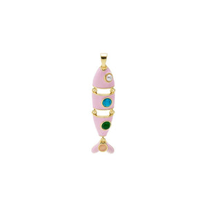Pink / Small Colored Enamel Evil Eye Fish Charm - Adina Eden's Jewels