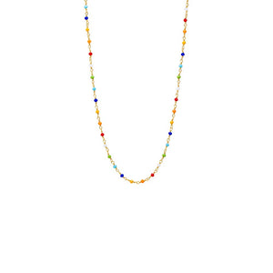Extra Long Colored Bead Chain W/ Gold Necklace