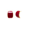 Red Colored Curved Stone Bezel Stud Earring - Adina Eden's Jewels