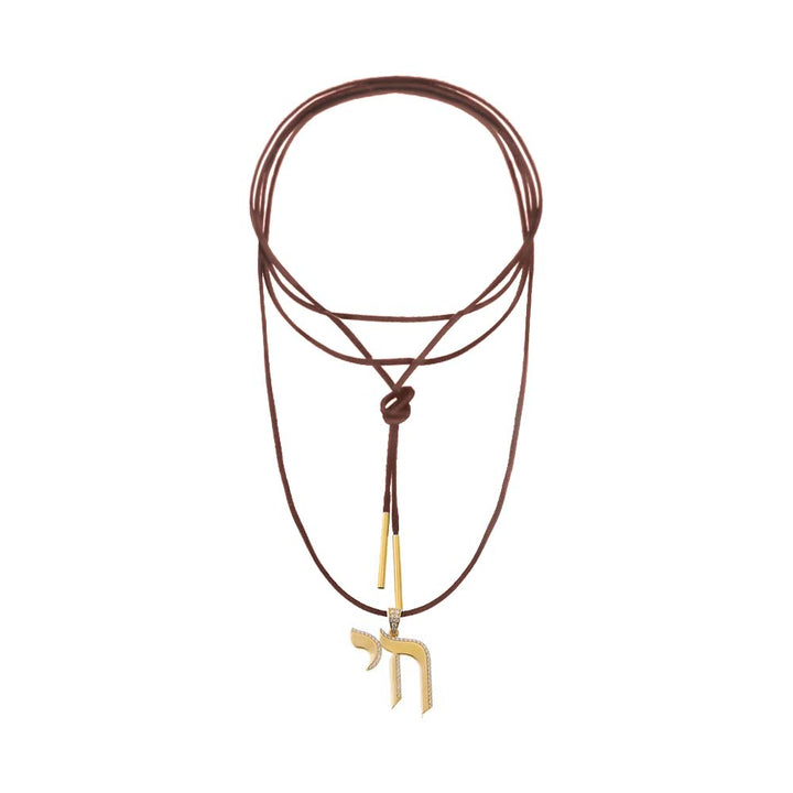 CZ Pave Shape Chai Suede Long Wrap Rope Pendant Necklace – Adina Eden