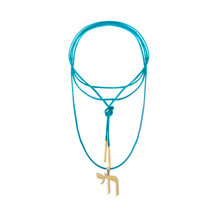 CZ Pave Shape Chai Suede Long Wrap Rope Pendant Necklace – Adina Eden