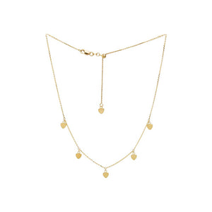 Mini Heart Station Choker Necklace 14K