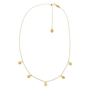 Mini Heart Station Choker Necklace 14K