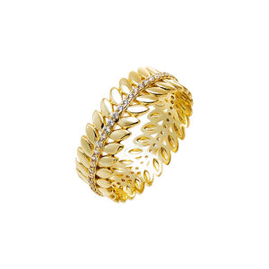 Gold / 6 CZ Golden Leaf Crown Ring - Adina Eden's Jewels