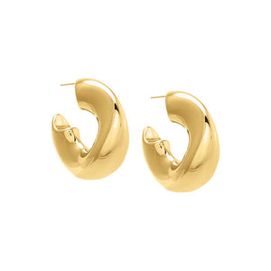 Solid Wide Hollow Curved Hoop Earring - Adina Eden's Jewels