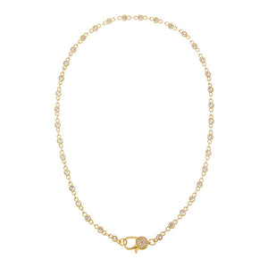 Gold Colored CZ Bezel Pave Clasp Tennis Link Chain Choker Necklace - Adina Eden's Jewels