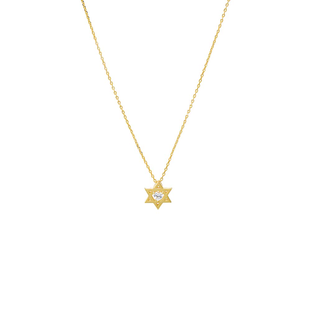 Gold Heart CZ Star Of David Pendant Necklace - Adina Eden's Jewels
