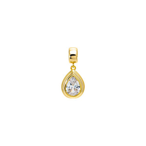 Colored CZ Pear Bezel Pendant
