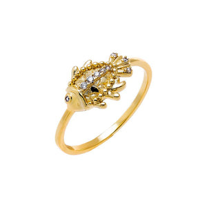 Gold / 6 CZ Fish Ring - Adina Eden's Jewels