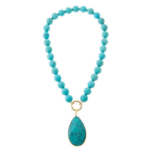 Vintage Turquoise Teardrop Pendant 
With Beaded Necklace
