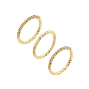 Pave Multi Rope Twisted Stack Ring