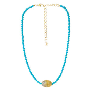 Turquoise Colored Bead Pave Roller Charm Choker - Adina Eden's Jewels