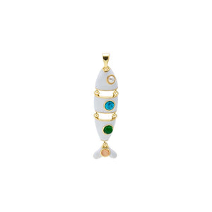 White / Small Colored Enamel Evil Eye Fish Charm - Adina Eden's Jewels