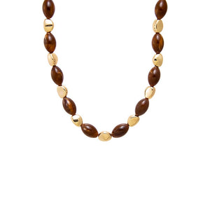 Brown Brown Bead and Gold Accent Necklace - Adina Eden's Jewels