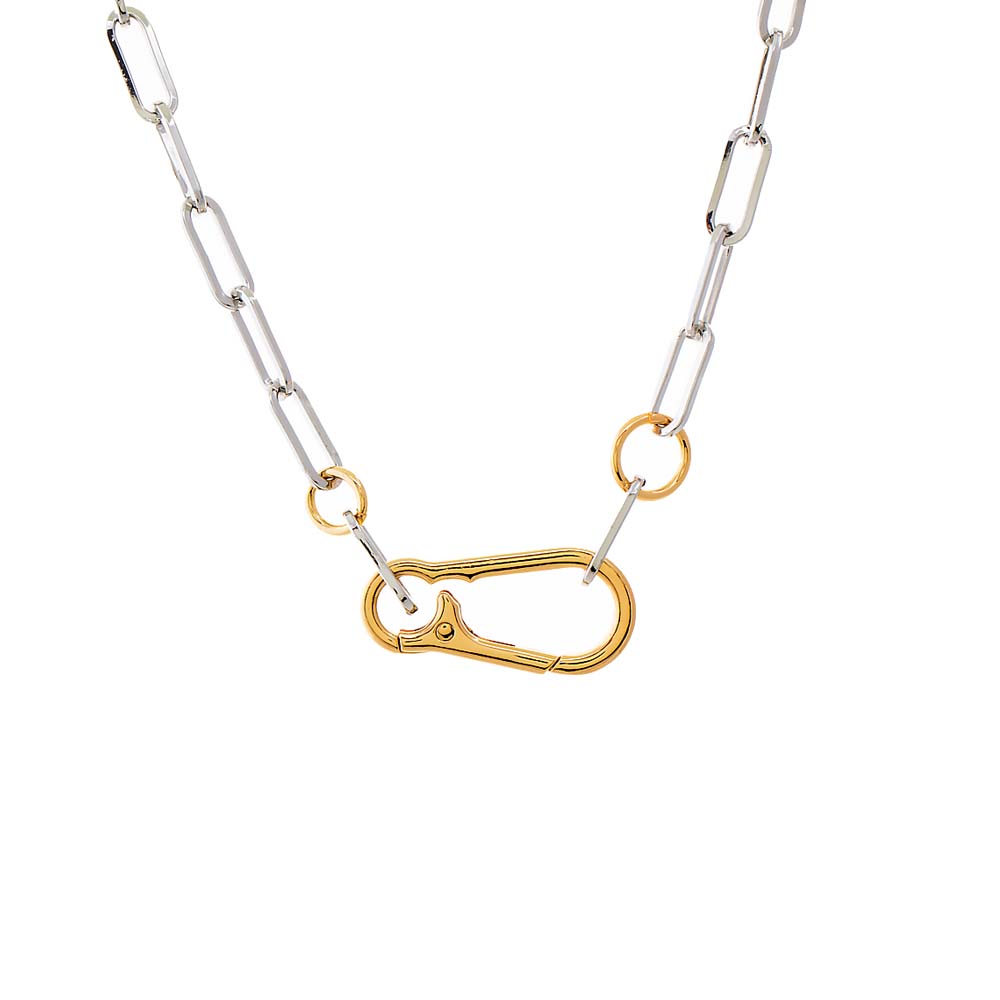 Two-Tone Two Tone Paperclip Chain Necklace - Adina Eden's Jewels