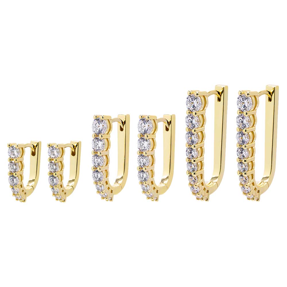  Graduated CZ Elongated Oval Shape Huggie Earring - Adina Eden's Jewels
