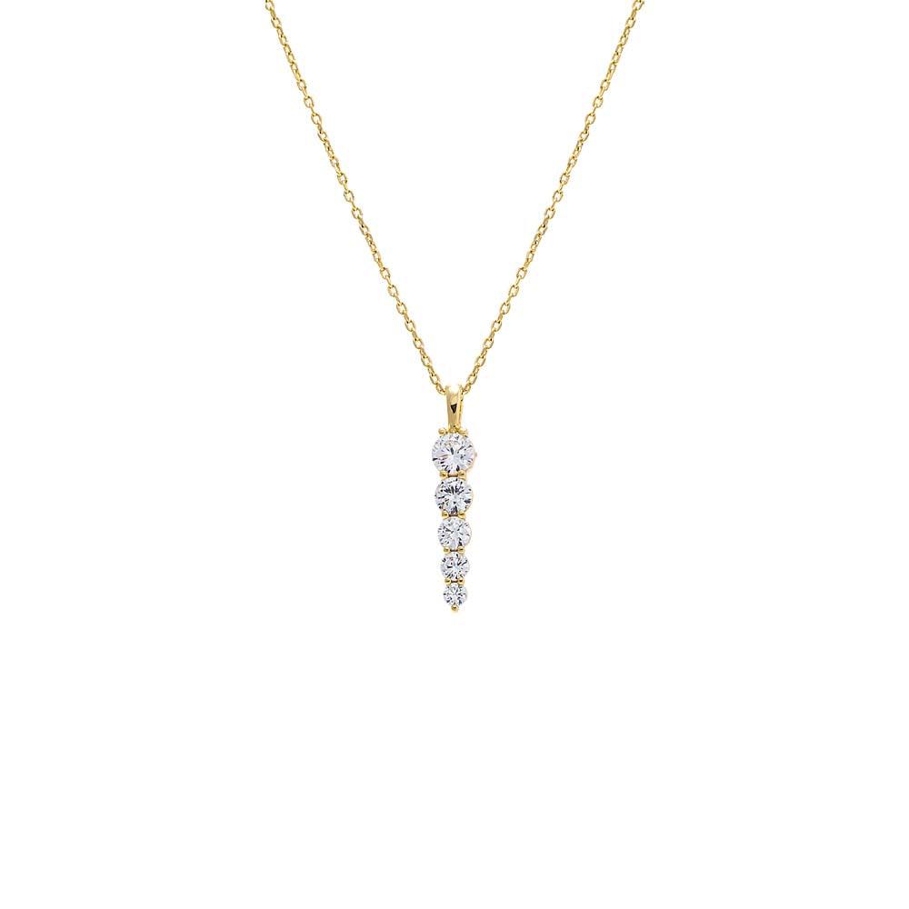 Gold / Small CZ Graduated Drop Pendant Necklace - Adina Eden's Jewels