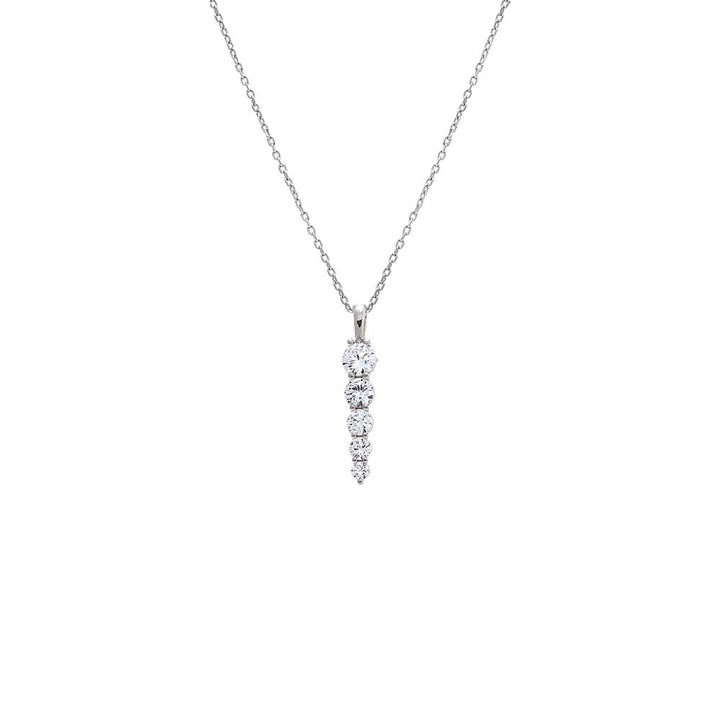 Silver / Small CZ Graduated Drop Pendant Necklace - Adina Eden's Jewels