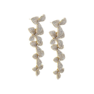 Gold Pave Multi Flower Drop Stud Earring - Adina Eden's Jewels