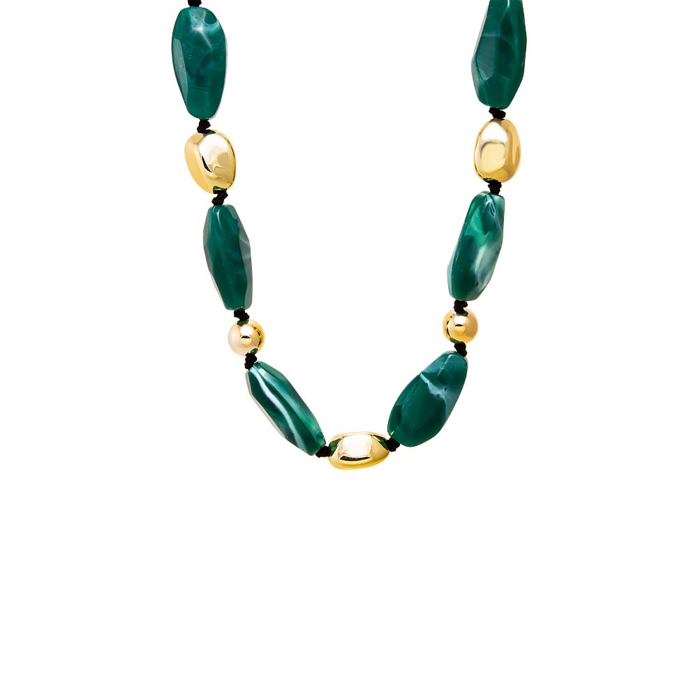 Green and Gold Chunky Green & Gold Bead Necklace - Adina Eden's Jewels