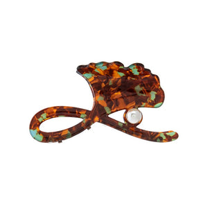 Brown Pearl Flower Blossom Hair Claw Clip - Adina Eden's Jewels