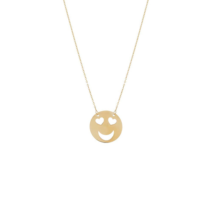 14K Gold Heart Eye Smiley Cutout Necklace 14K - Adina Eden's Jewels