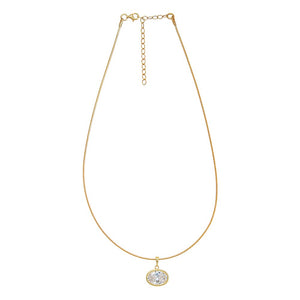 CZ Oval Bezel Charm Omega Chain Necklace