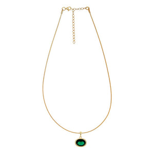 CZ Oval Bezel Charm Omega Chain Necklace