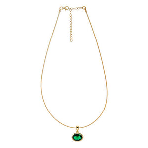 CZ Oval Bezel Charm Omega Chain Necklace