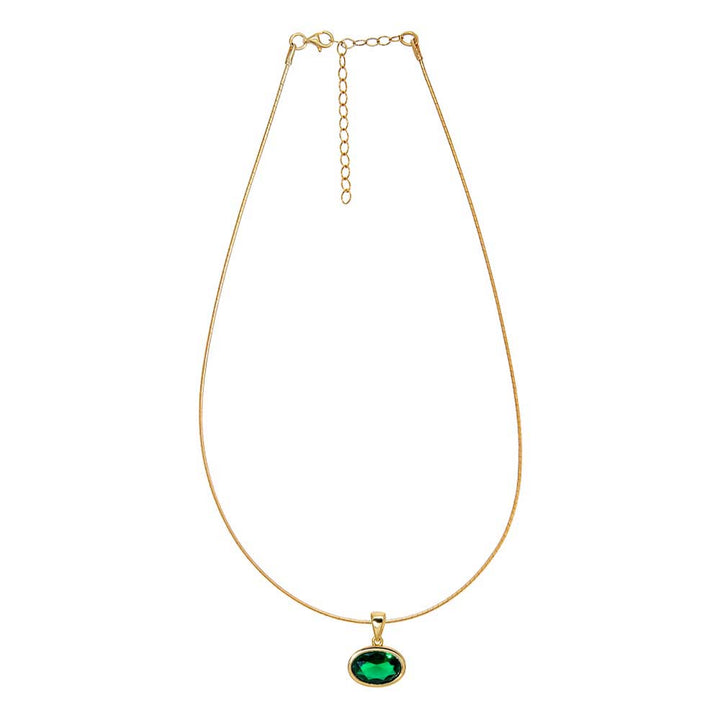 CZ Oval Bezel Charm Omega Chain Necklace – Adina Eden