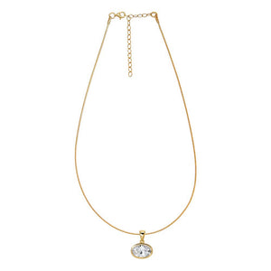 CZ Oval Bezel Charm Omega Chain Necklace