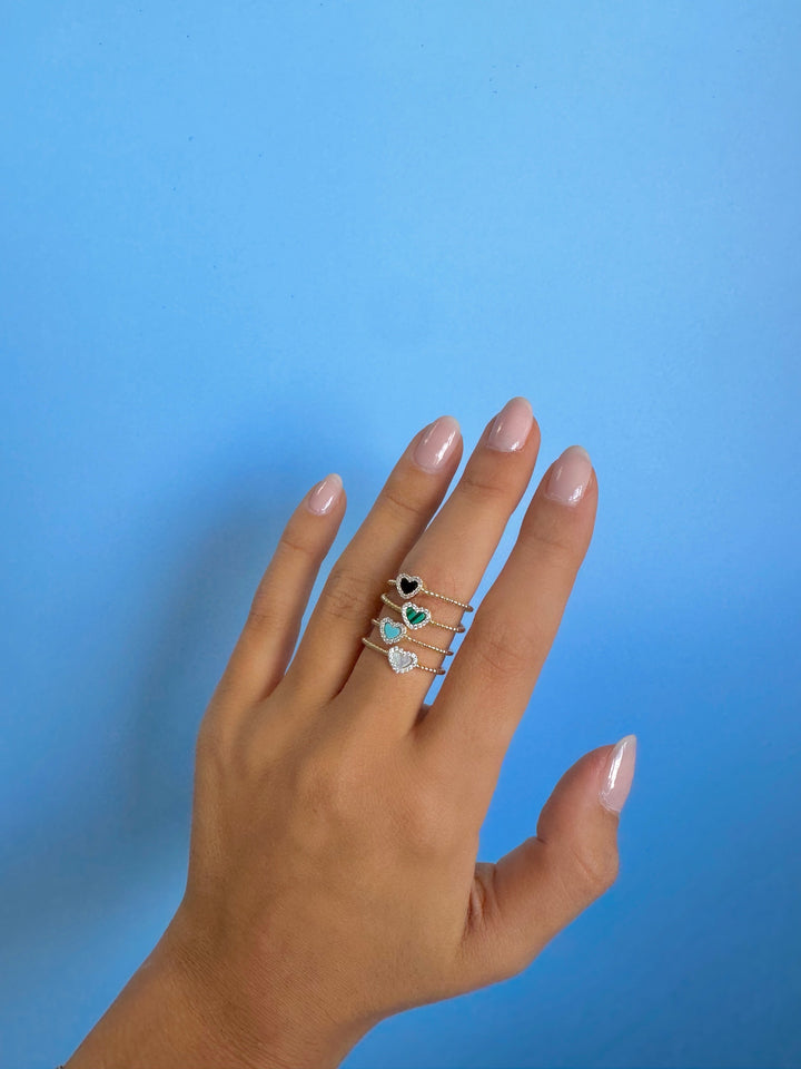  Tiny Pave Colored Gemstone Beaded Ring - Adina Eden's Jewels