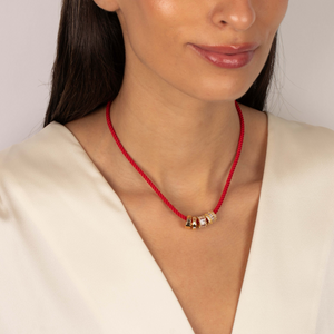 Red Cord Multi Rondelle Charms Necklace - Adina Eden's Jewels