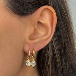 CZ Marquise Bezel Dangling Huggie Earring