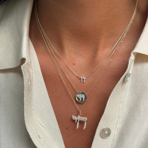 Diamond Large Pave Chai Pendant Necklace 14K - Adina Eden's Jewels