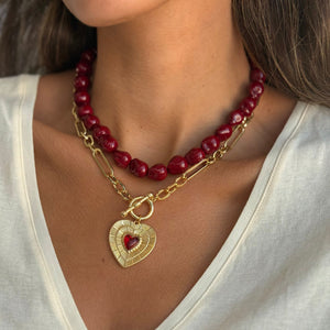 Crimson Heart Pendant Necklace - Adina Eden's Jewels