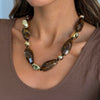 Brown Marbled Beaded Necklace with Gold - Adina Eden's Jewels