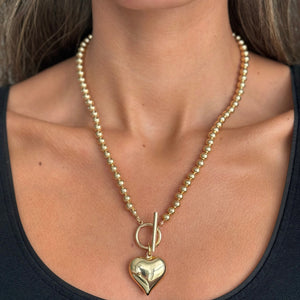 Beaded Heart Toggle Necklace - Adina Eden's Jewels