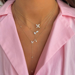 Lab Grown Diamond Butterfly X Bezel Station Lariat Necklace 14K - Adina Eden's Jewels