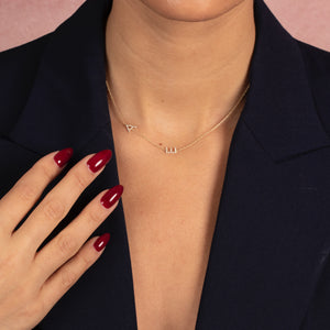  Diamond Pave Sideway Double Initial Necklace 14K - Adina Eden's Jewels