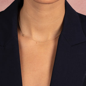  Diamond Bezel Sideway Initial Necklace 14K - Adina Eden's Jewels