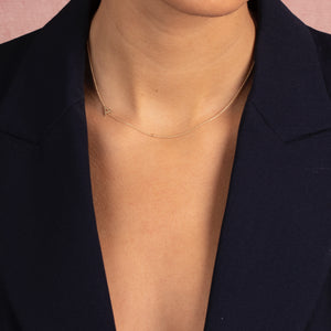  Solid Initial Sideway Necklace 14K - Adina Eden's Jewels