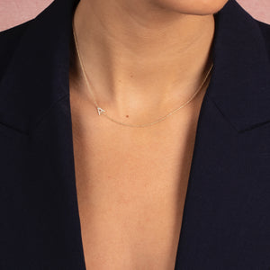  Diamond Pave Sideway Initial Necklace 14K - Adina Eden's Jewels