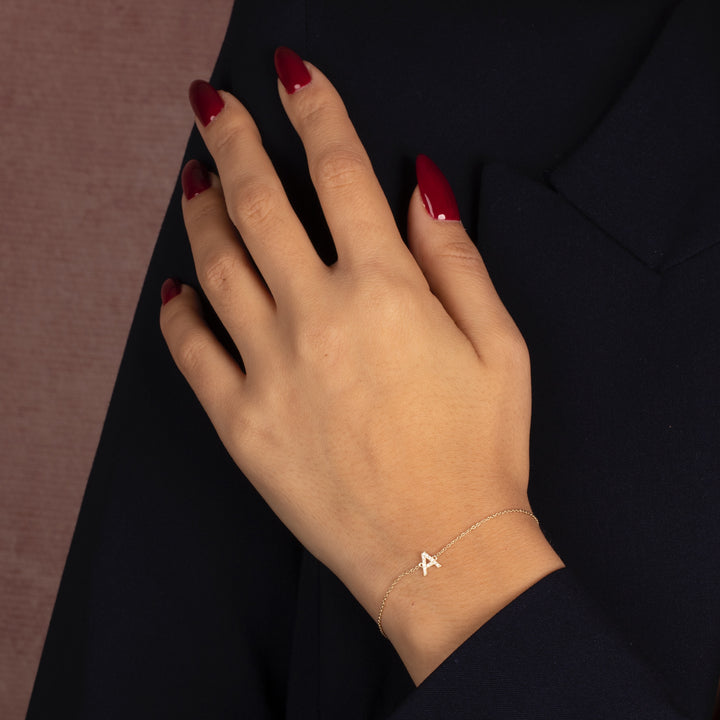 Diamond initial on sale bracelet white gold