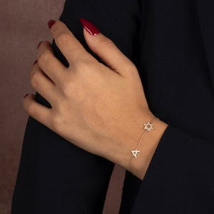 Diamond Pave Star Of David Initial Bracelet 14K - Adina Eden's Jewels