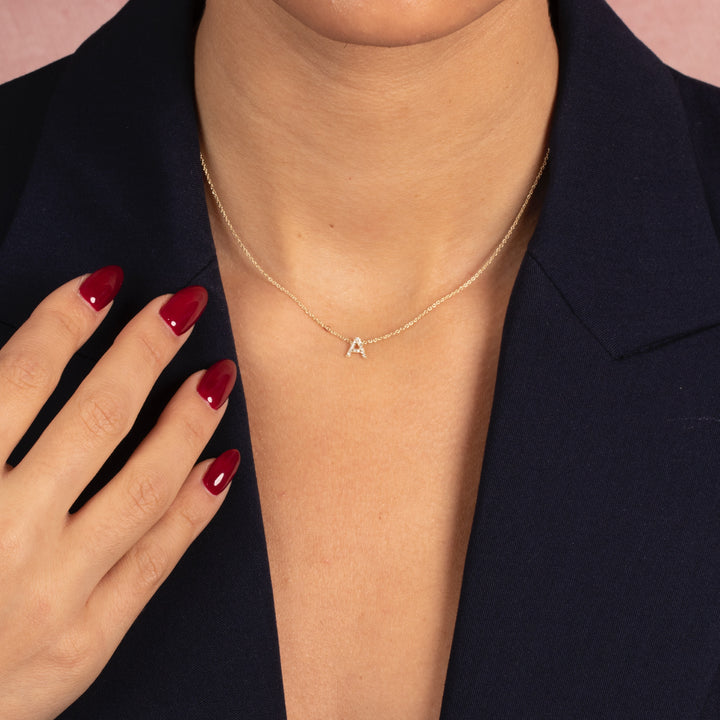  Diamond Initial Necklace 14K - Adina Eden's Jewels