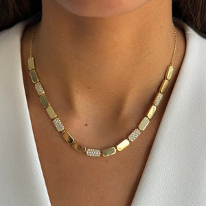 Pave Accented Multi Bar Half Tennis Chain Necklace - Adina Eden's Jewels