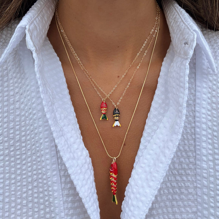 Colored Mini Fish Pendant Necklace – Adina Eden